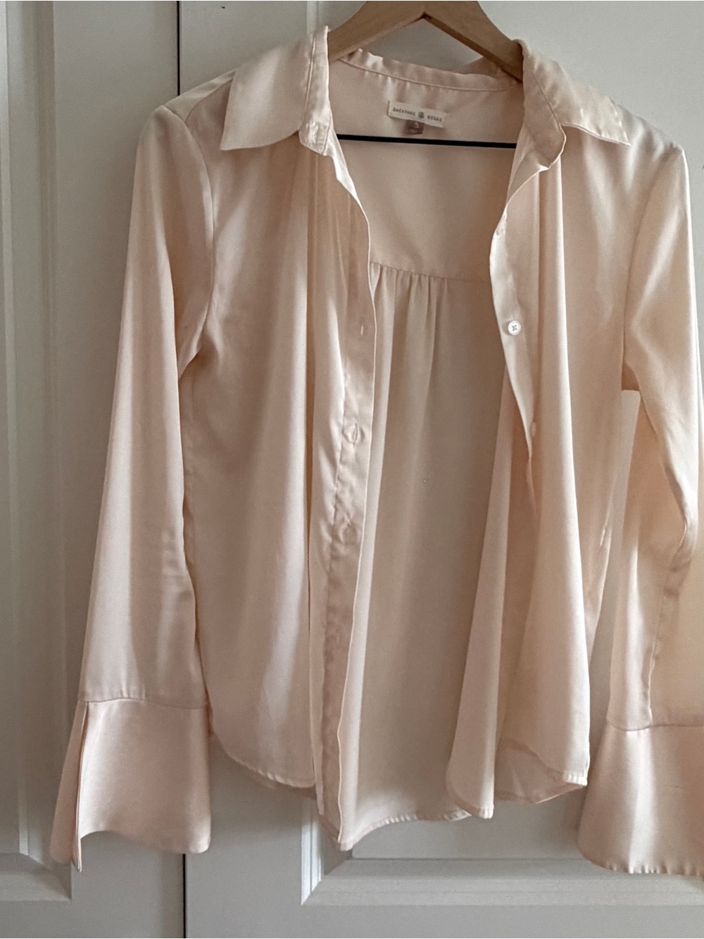 Backyard Roses Pale Blush Silk-Blend Button Front Top